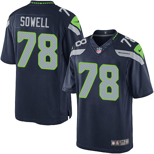 Men's Limited Bradley Sowell Nike Jersey Navy Blue Home - #78 NFL Seattle Seahawks